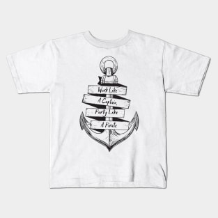 Party Like A Pirate Anchor Black Kids T-Shirt